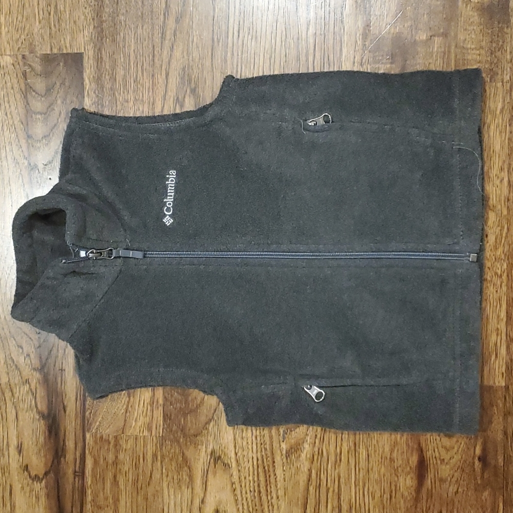 Kids unisex Columbia gray fleece full zip vest size XXS(4/5)